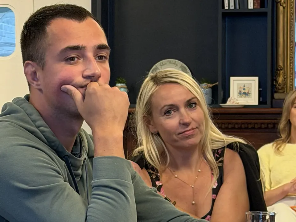 Two players at the table thinking over a move